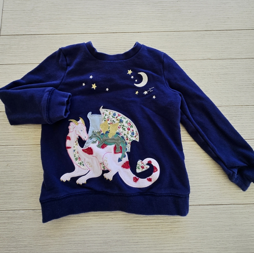 Mini Boden Navy Sweatshirt with Dragon and Stars (4/5)